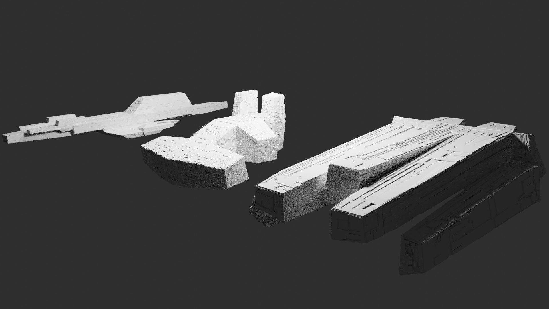 sci-fi 3d models kitbash pack low poly Low-poly 3D model_35