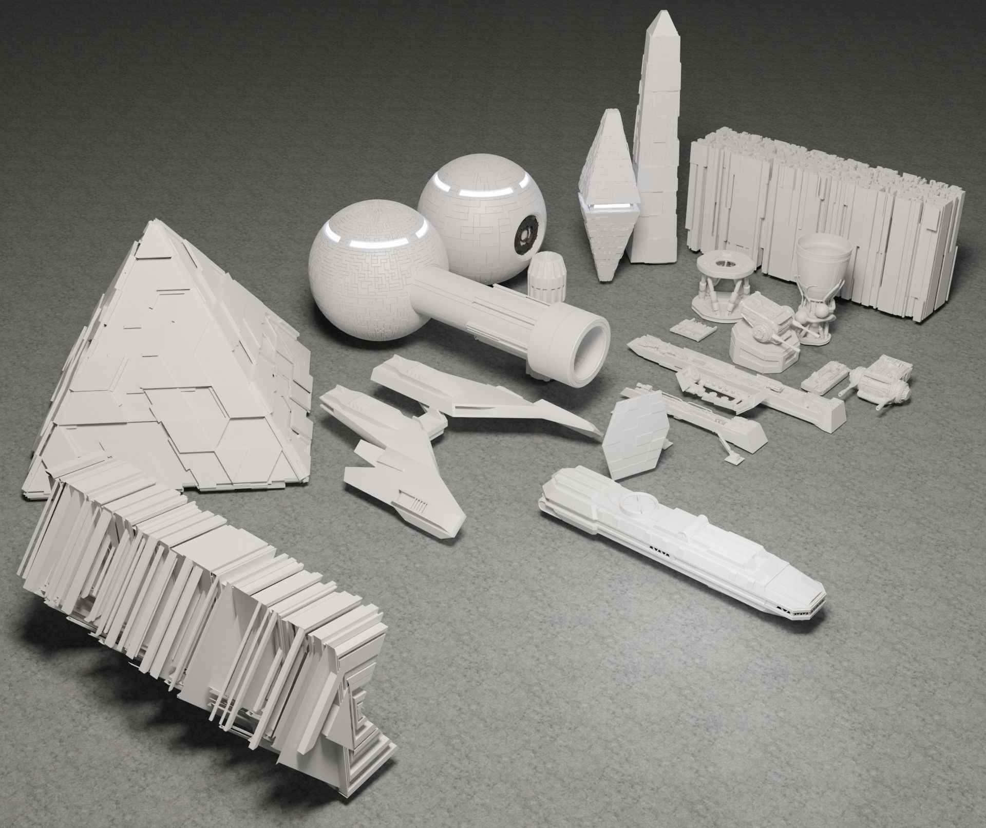 sci-fi 3d models kitbash pack low poly Low-poly 3D model_11