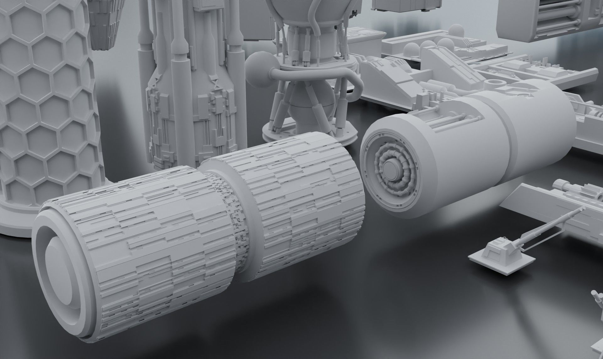 sci-fi 3d models kitbash pack low poly Low-poly 3D model_4