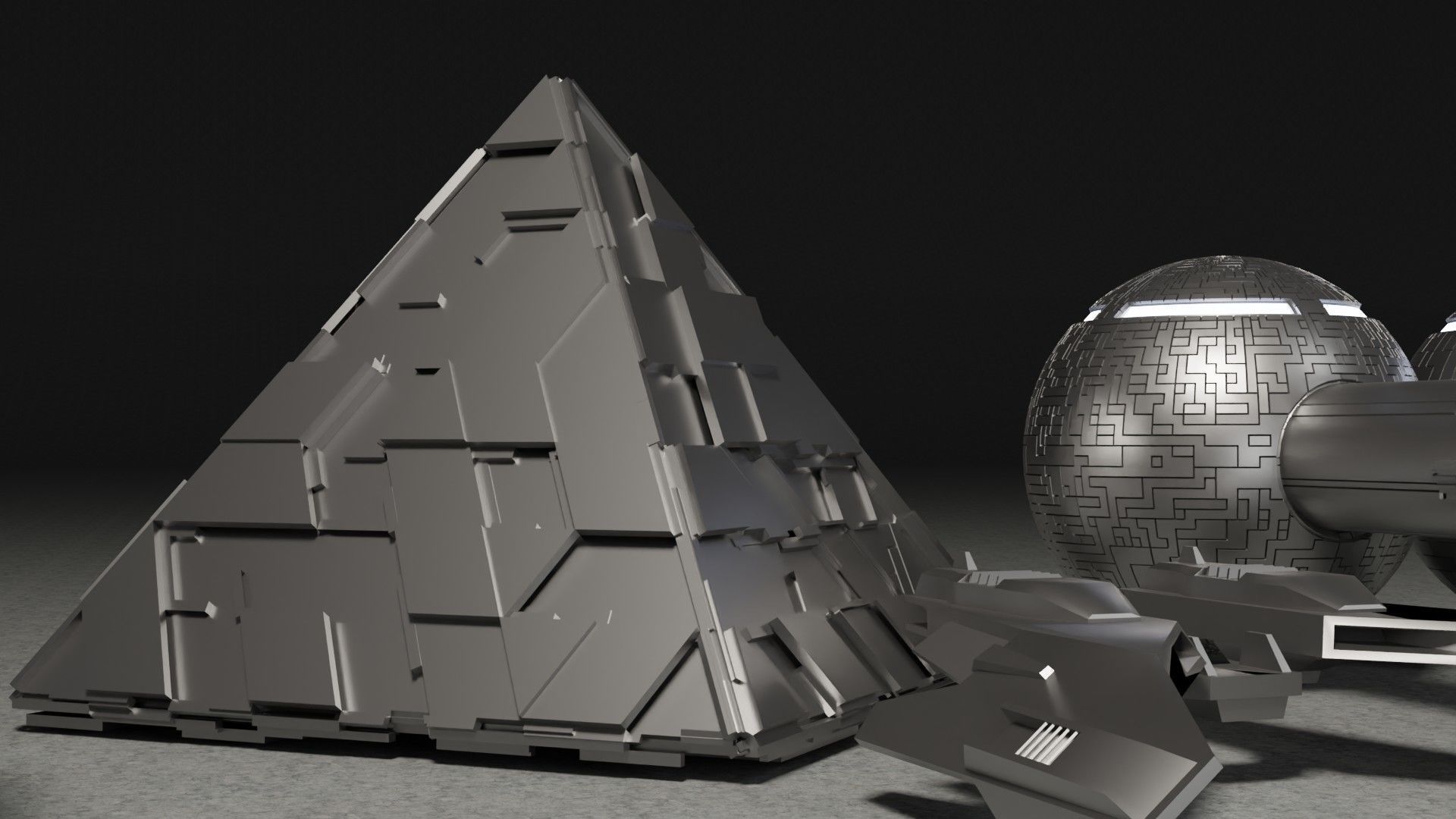 sci-fi 3d models kitbash pack low poly Low-poly 3D model_26