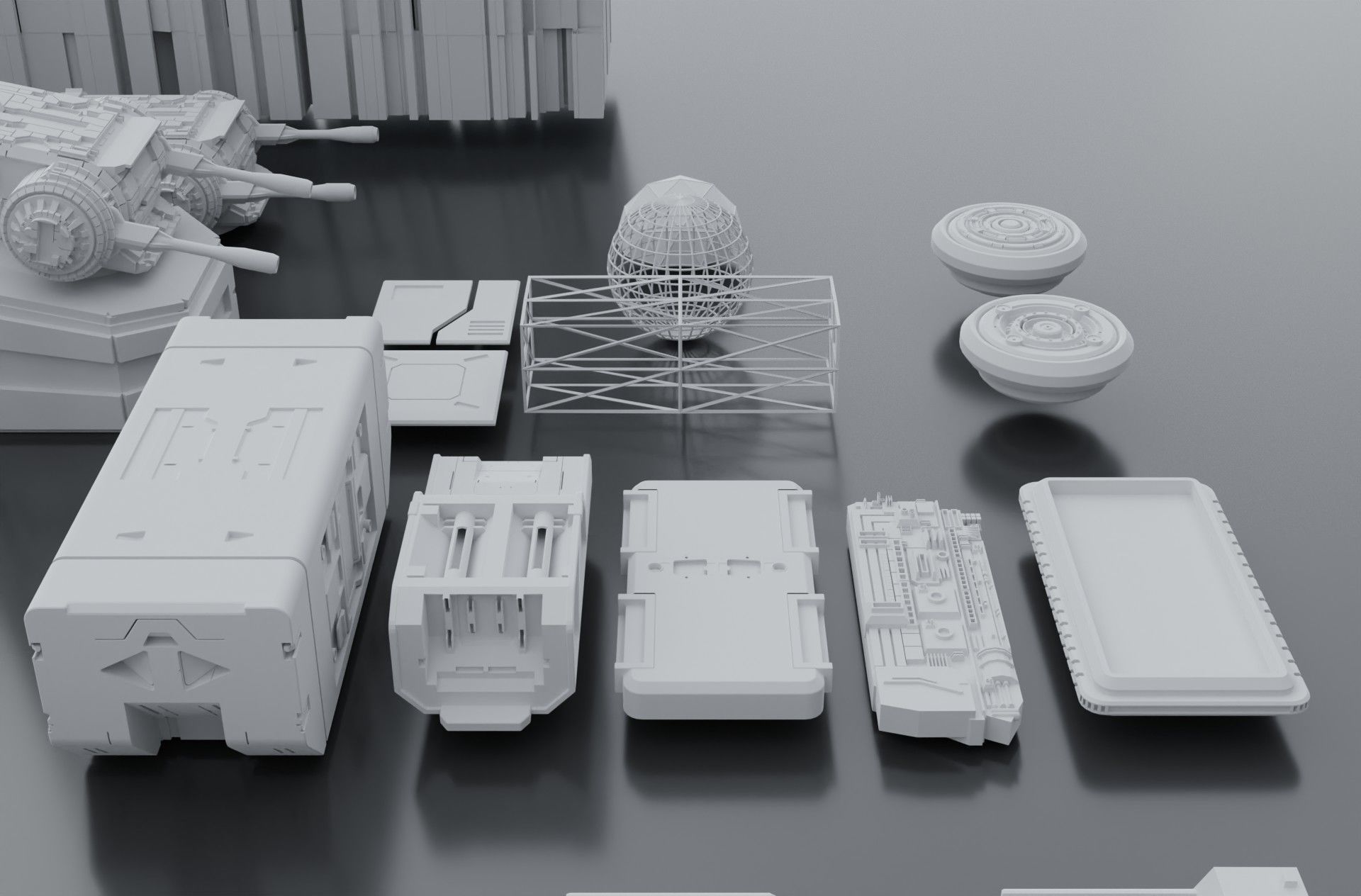 sci-fi 3d models kitbash pack low poly Low-poly 3D model_16