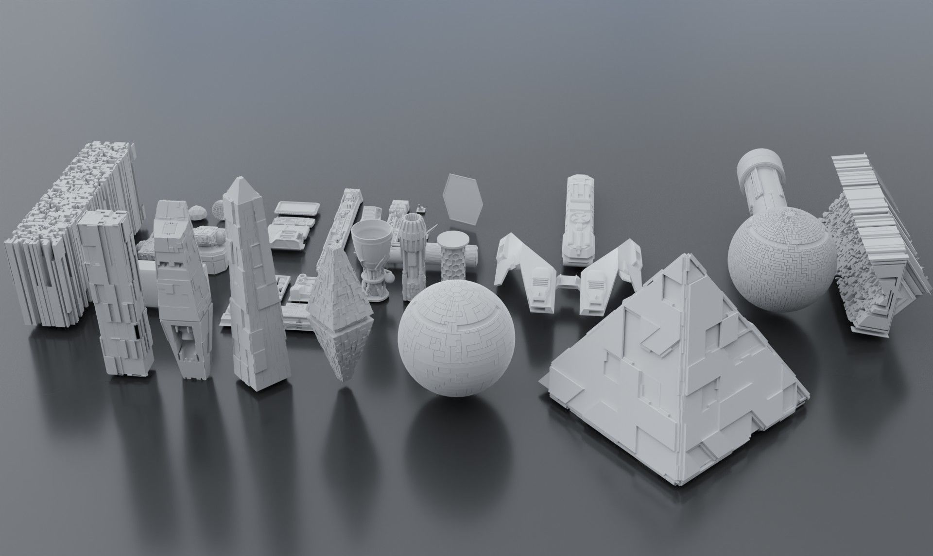 sci-fi 3d models kitbash pack low poly Low-poly 3D model_17