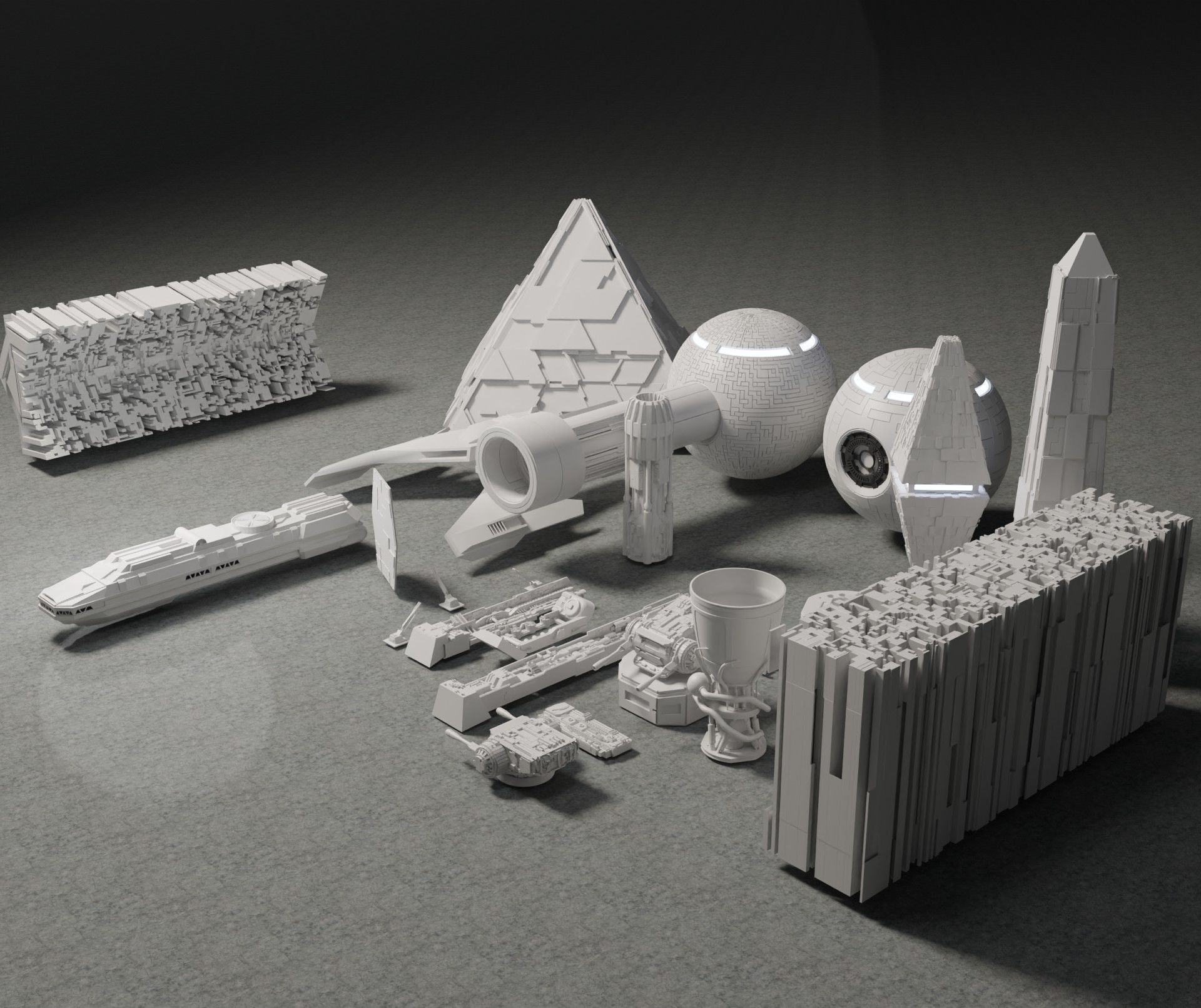 sci-fi 3d models kitbash pack low poly Low-poly 3D model_12