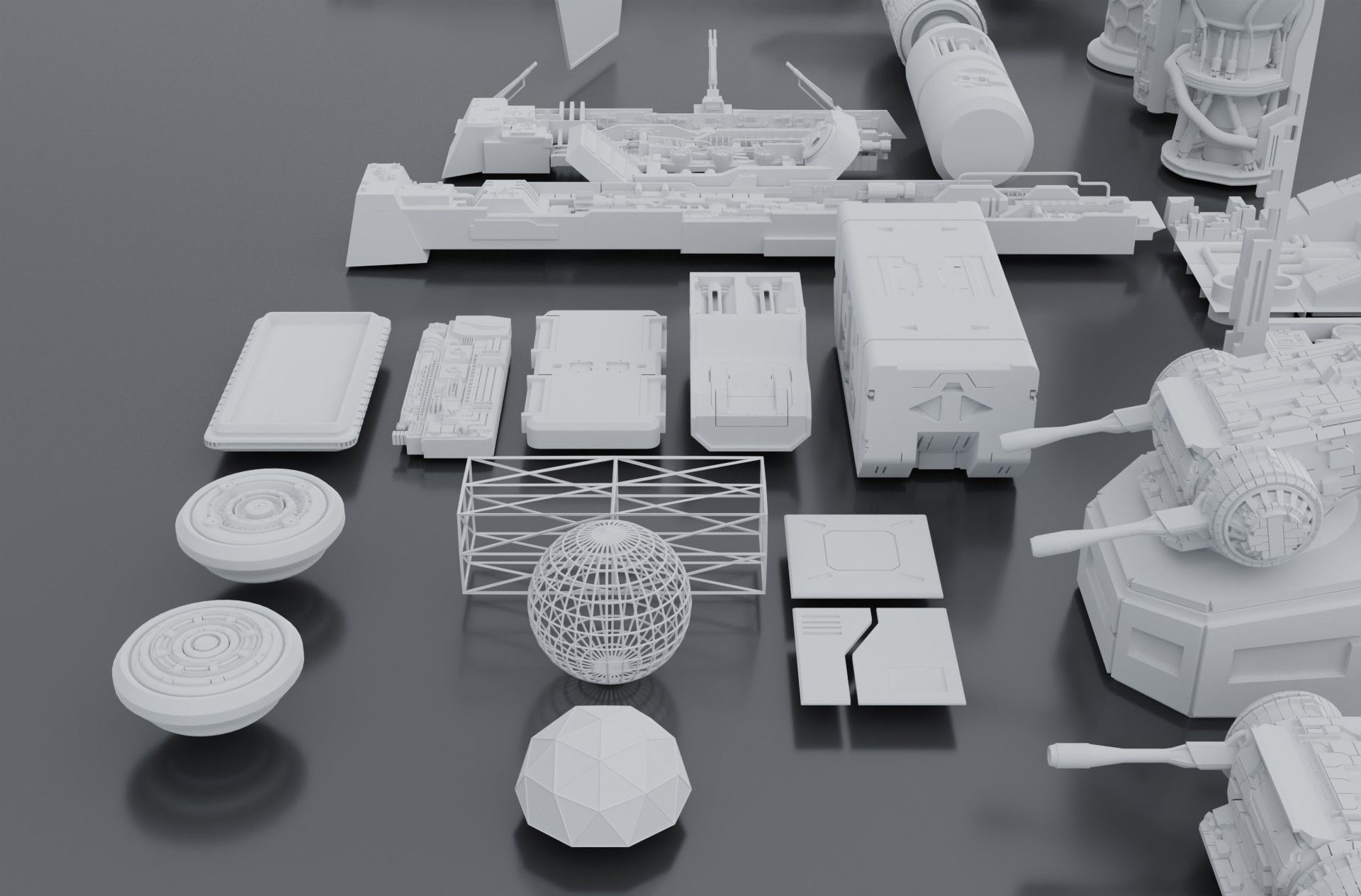 sci-fi 3d models kitbash pack low poly Low-poly 3D model_21