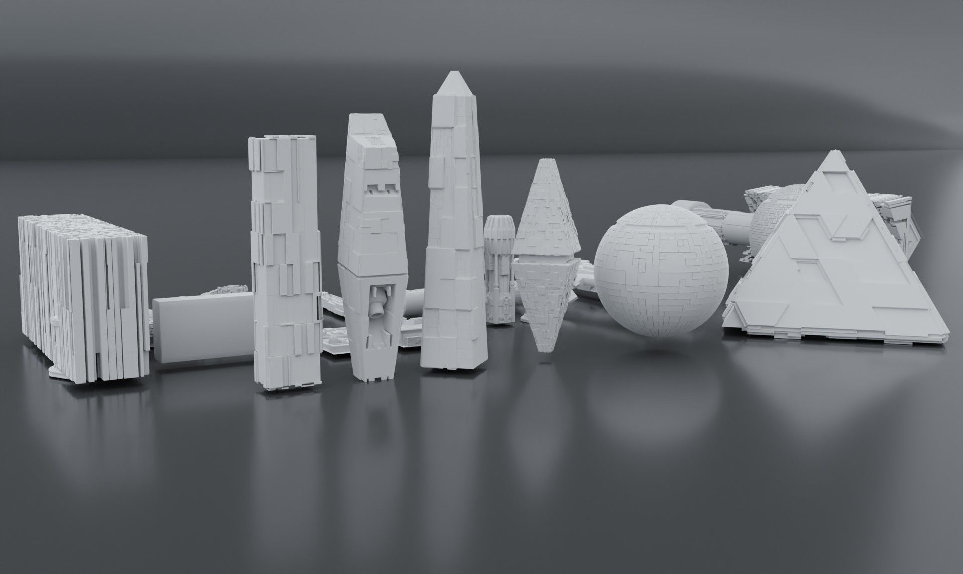 sci-fi 3d models kitbash pack low poly Low-poly 3D model_18