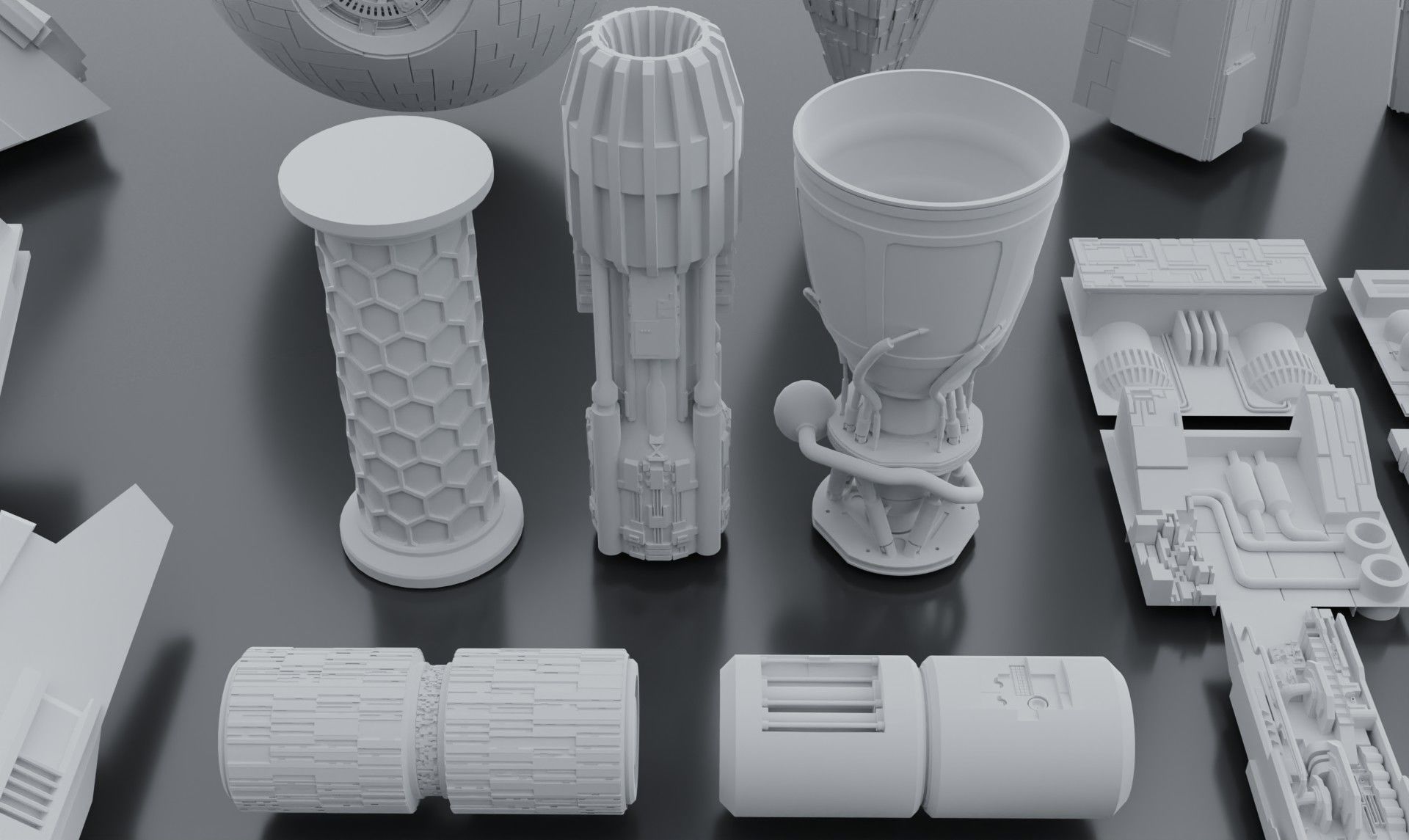 sci-fi 3d models kitbash pack low poly Low-poly 3D model_3