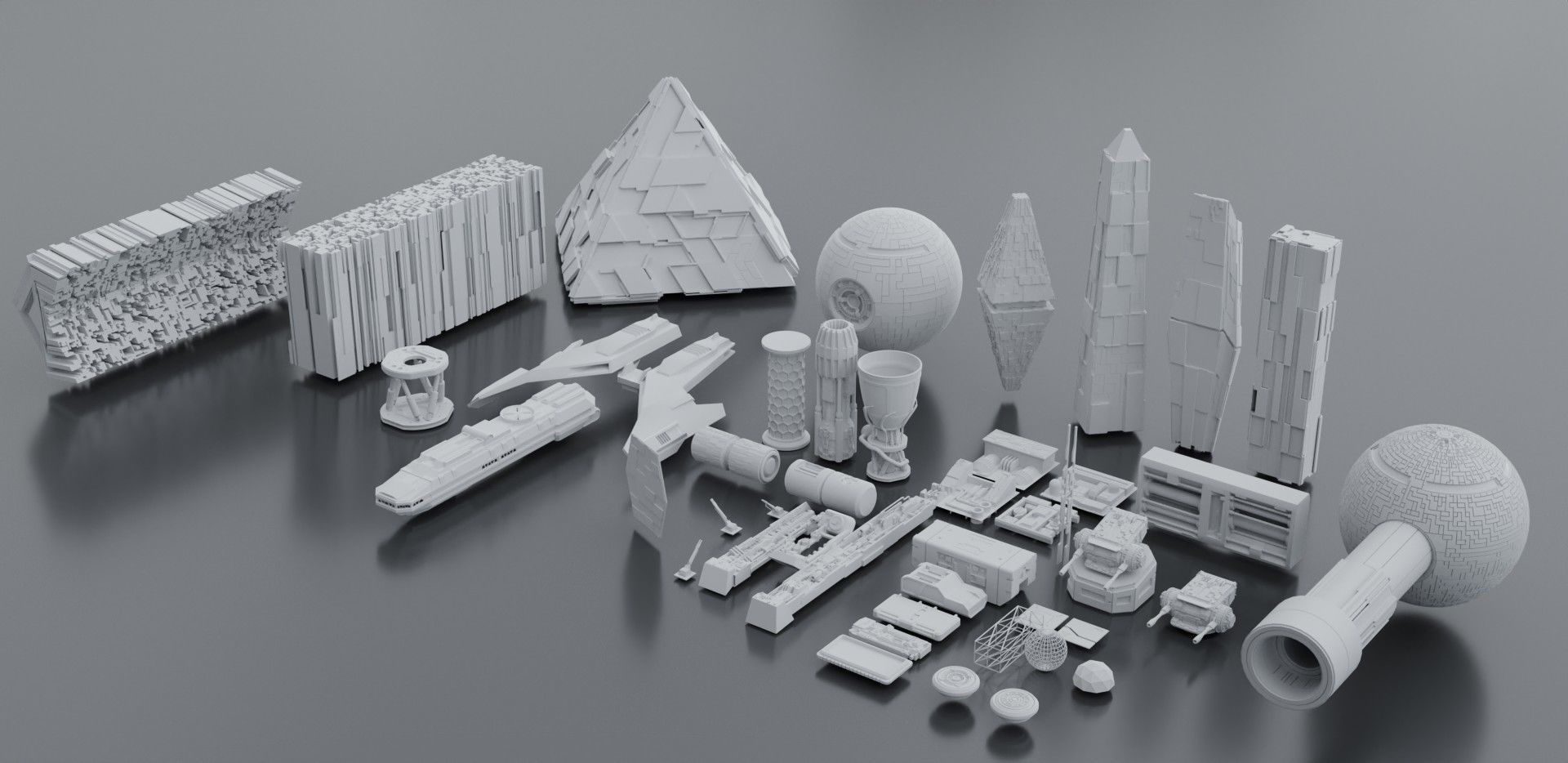 sci-fi 3d models kitbash pack low poly Low-poly 3D model_22