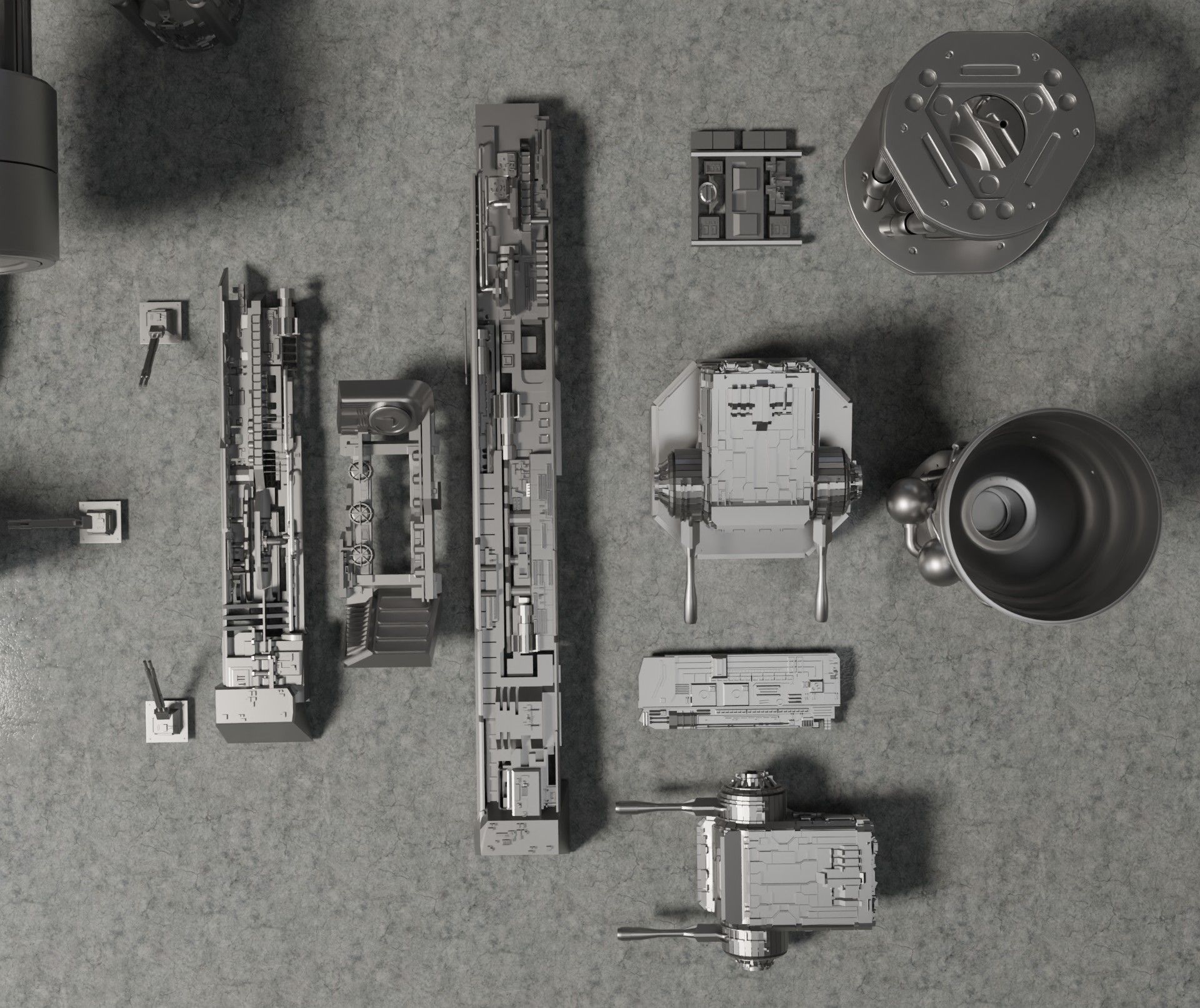 sci-fi 3d models kitbash pack low poly Low-poly 3D model_32