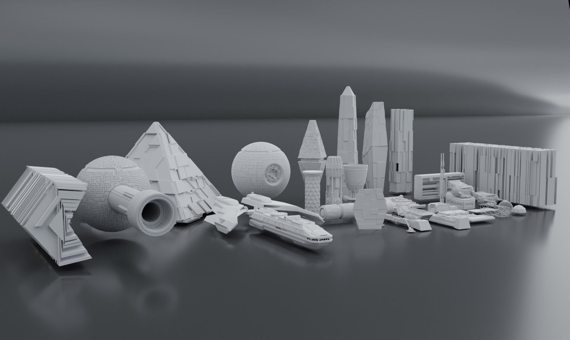 sci-fi 3d models kitbash pack low poly Low-poly 3D model_13