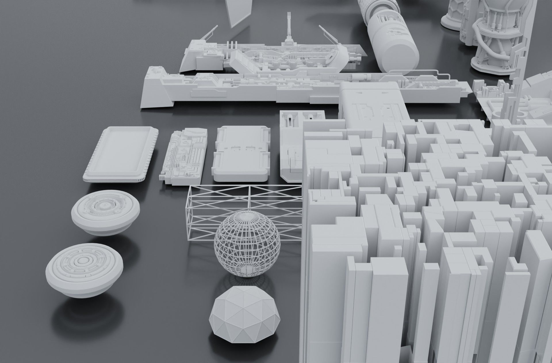 sci-fi 3d models kitbash pack low poly Low-poly 3D model_6