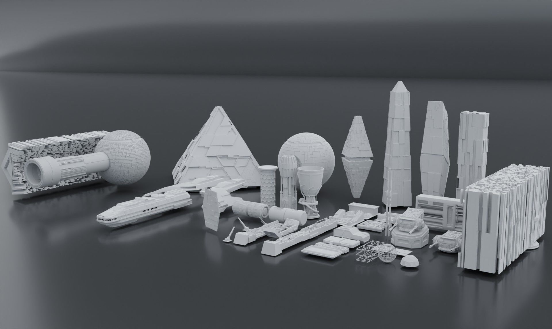 sci-fi 3d models kitbash pack low poly Low-poly 3D model_2