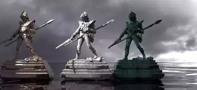 Young King Arthur and Version with Helmet  3D model
