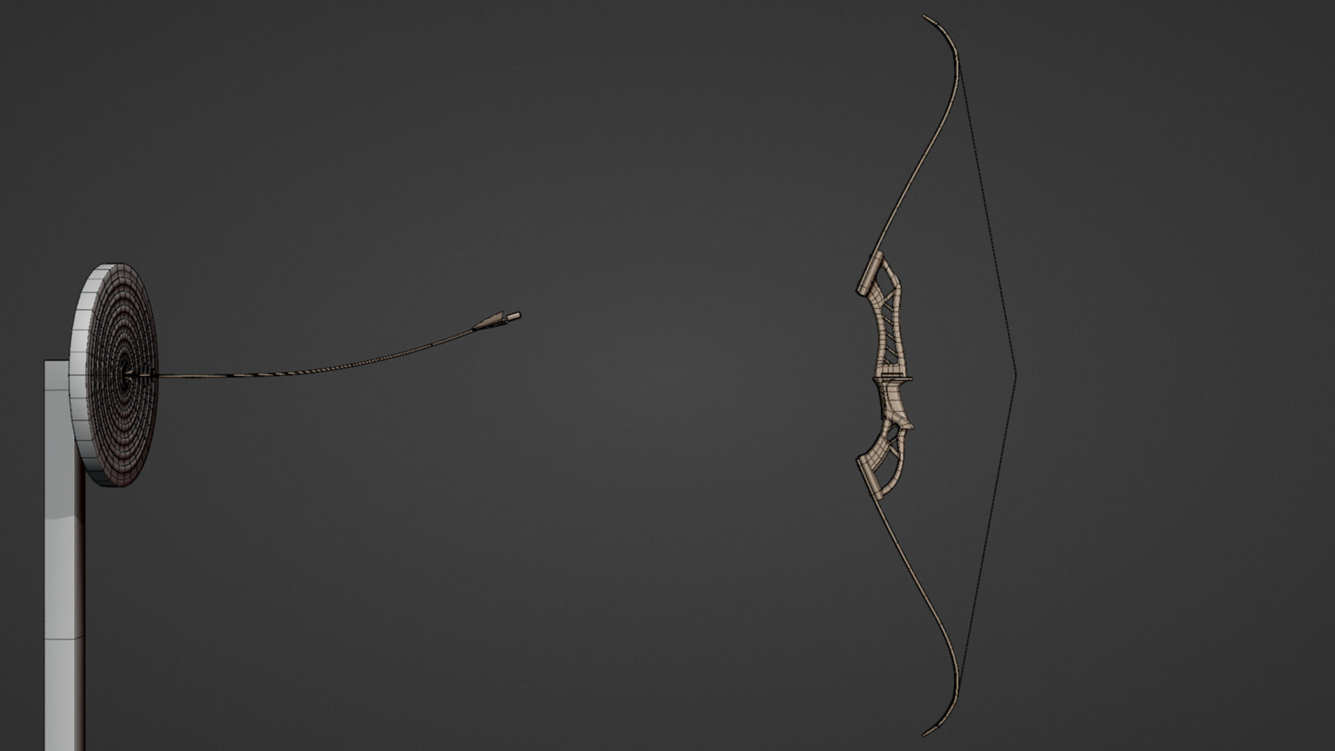 Recurved Bow Low-poly 3D model_9