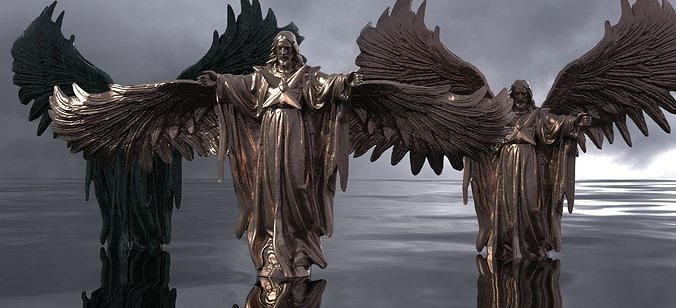Christ with wings wide 2  3D model