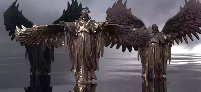 Christ with wings wide 2  3D model