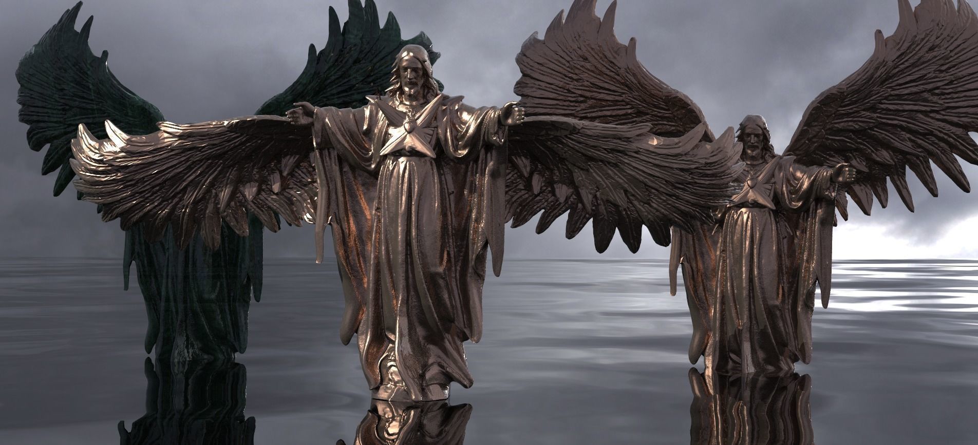 Christ with wings wide 2  3D model_1