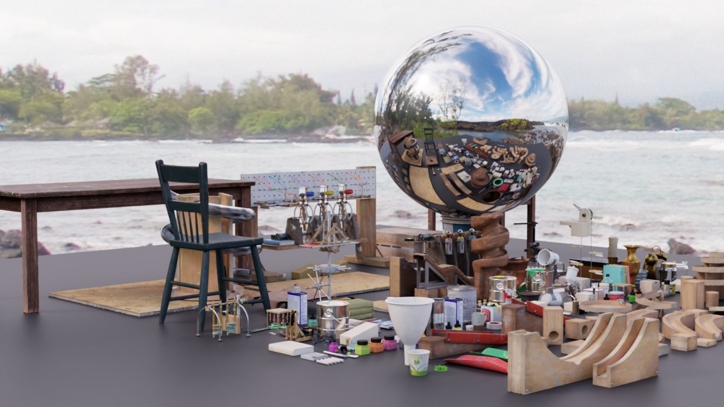 HDR 360 Pano Hawaii - 087 Kilauea Iki Trailhead - volcano crater 3D model_8