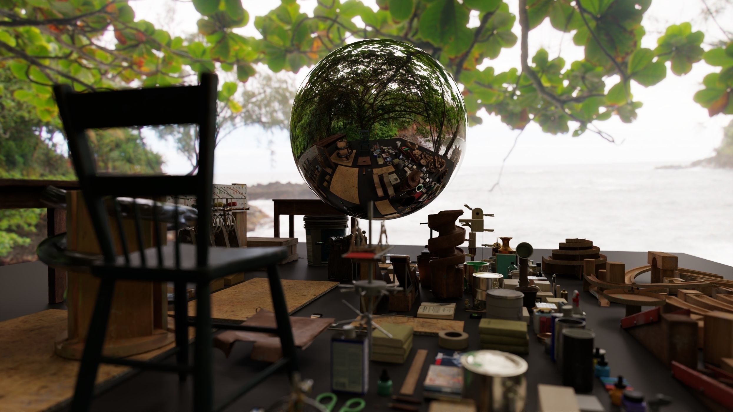 HDR 360 Pano Hawaii - 087 Kilauea Iki Trailhead - volcano crater 3D model_4