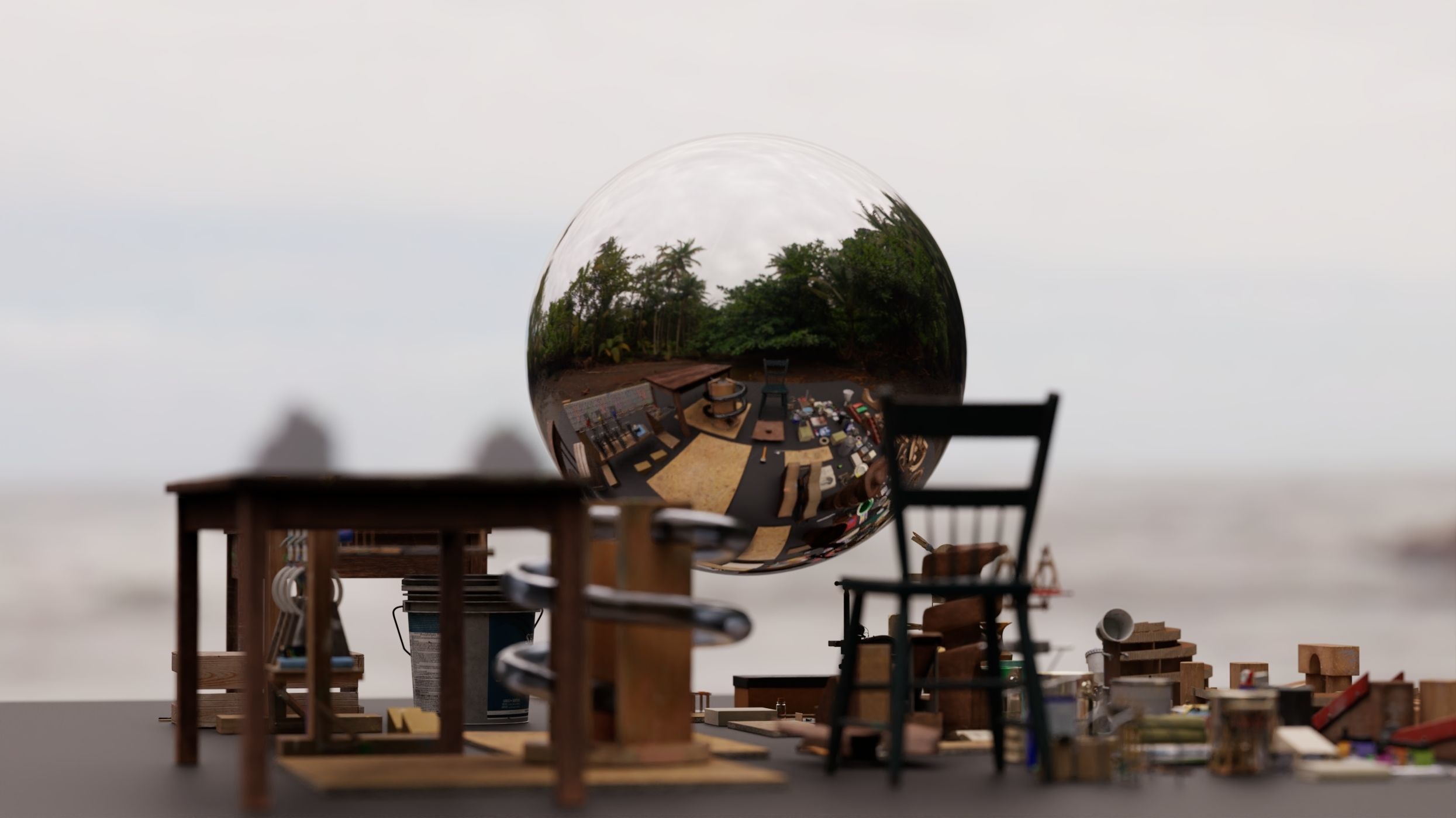 HDR 360 Pano Hawaii - 087 Kilauea Iki Trailhead - volcano crater 3D model_5
