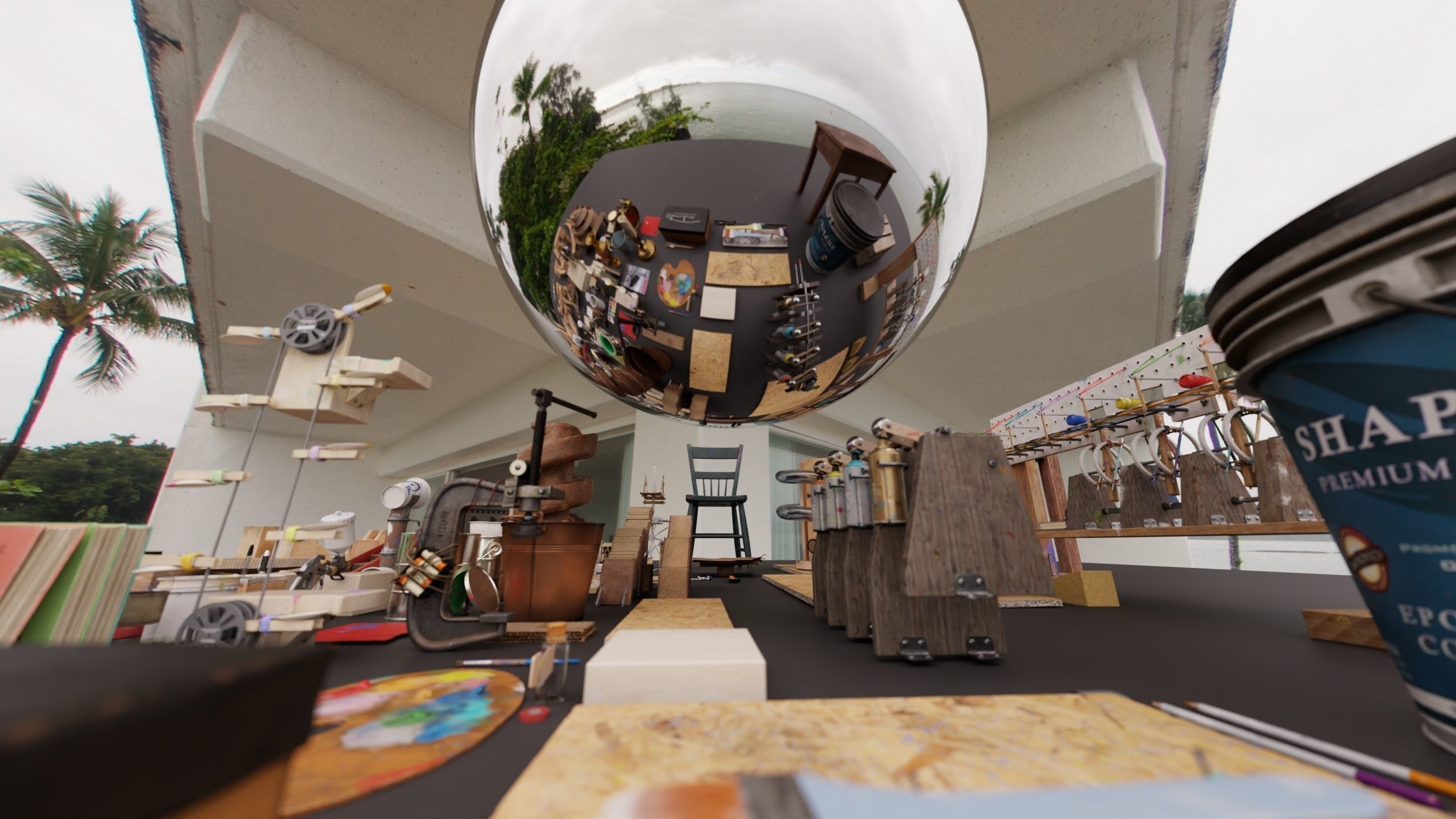 HDR 360 Pano Hawaii - 087 Kilauea Iki Trailhead - volcano crater 3D model_2