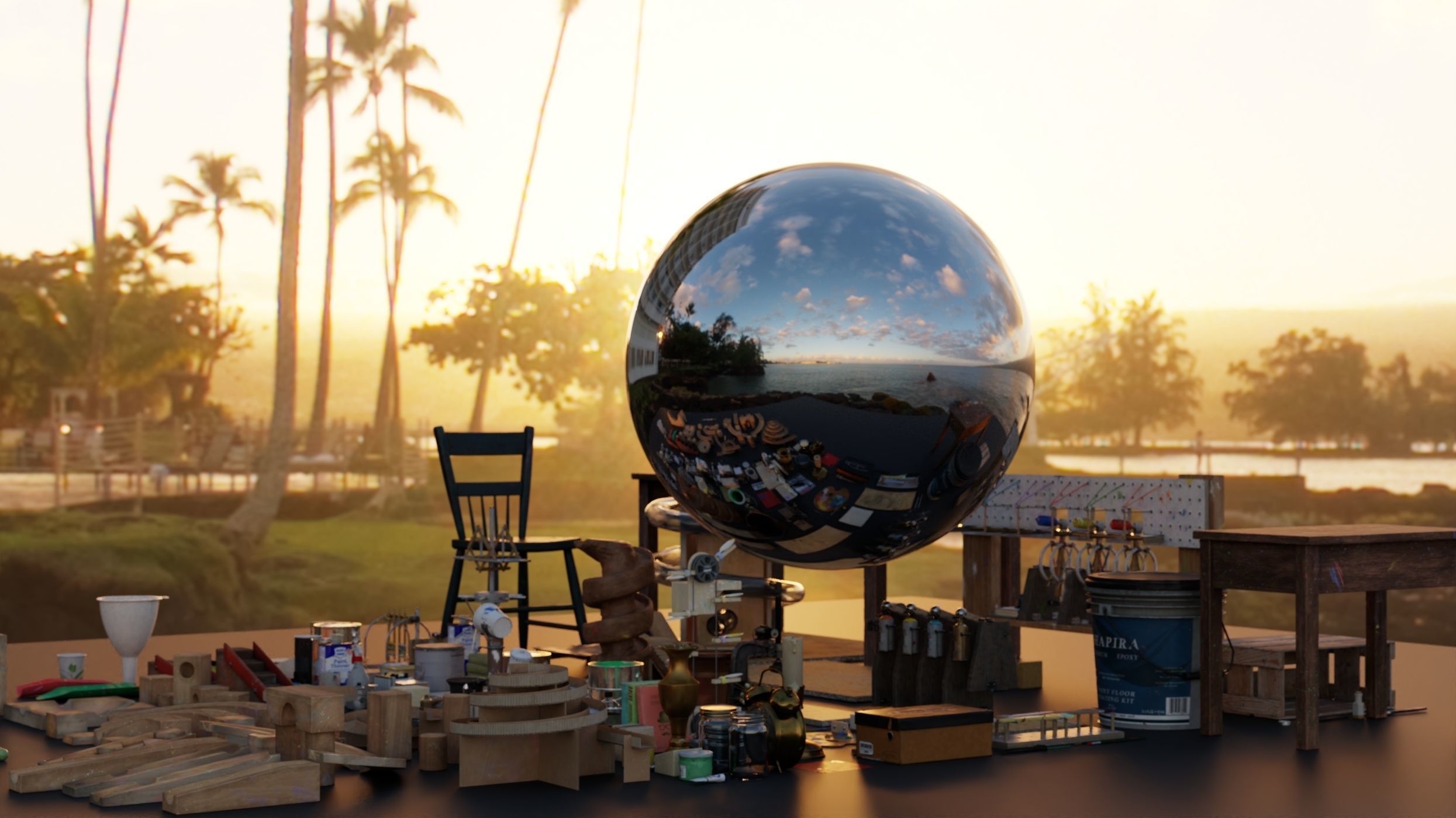 HDR 360 Pano Hawaii - 087 Kilauea Iki Trailhead - volcano crater 3D model_6