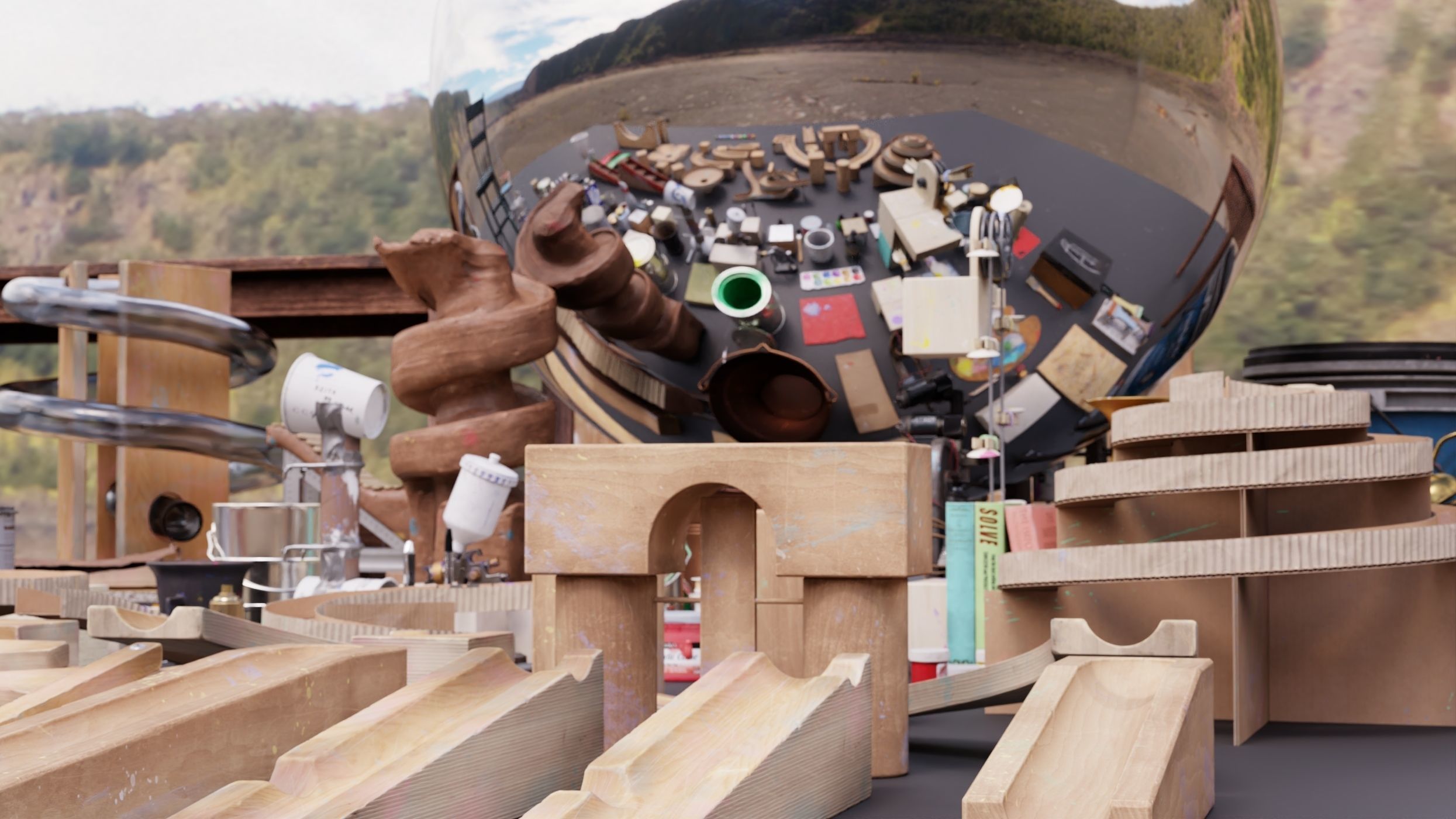 HDR 360 Pano Hawaii - 087 Kilauea Iki Trailhead - volcano crater 3D model_9