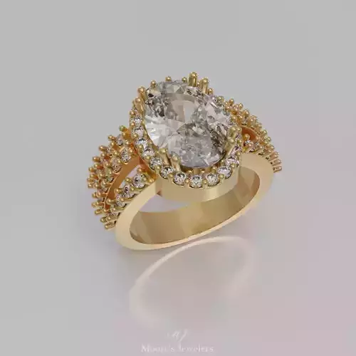 Oval Cocktail Ring 3d Model Stl File