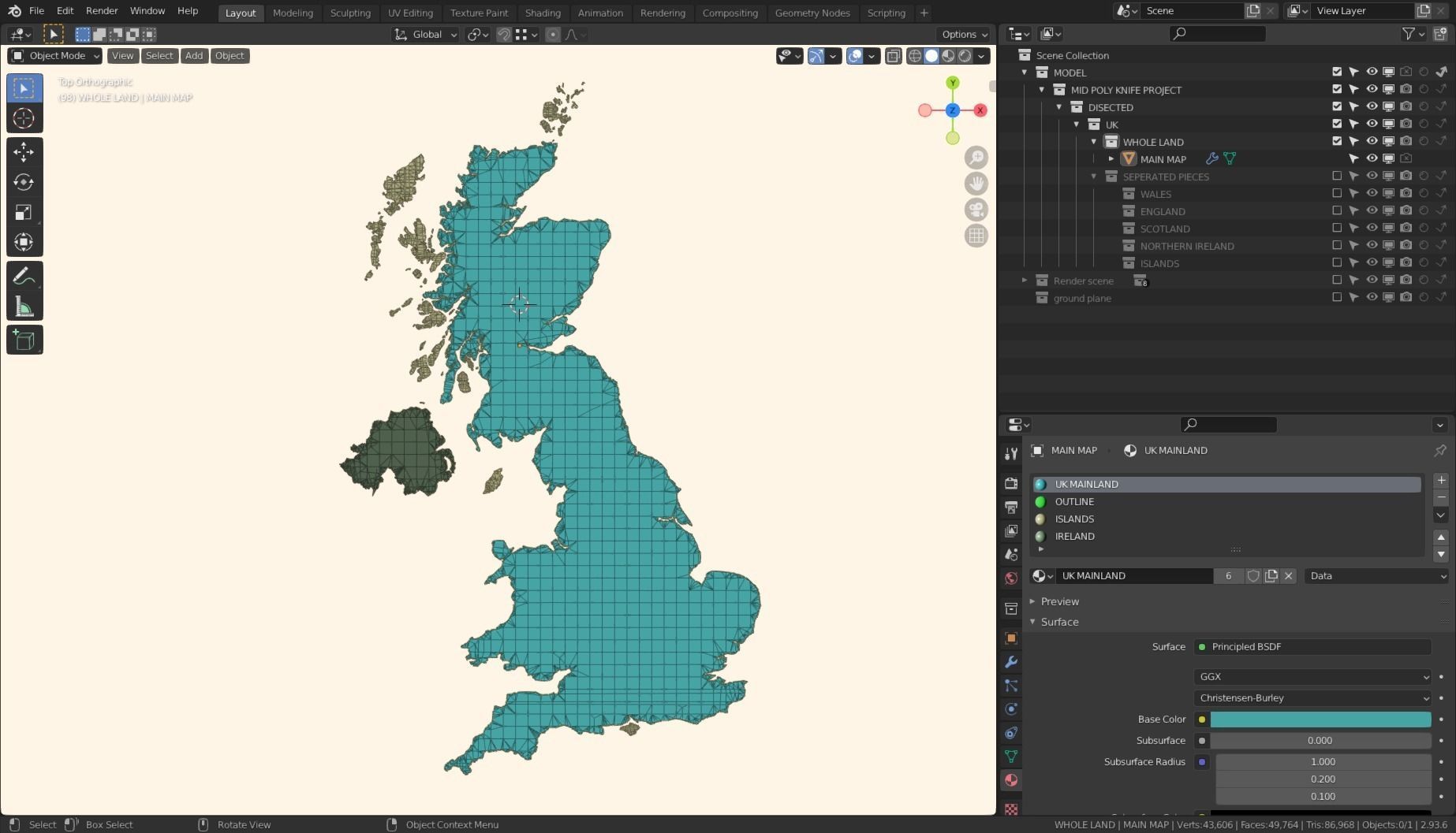 UNITED KINGDOM POLITICAL MAP LAYOUT Low-poly 3D model_1