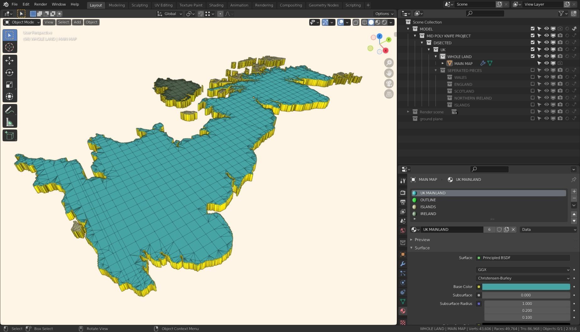 UNITED KINGDOM POLITICAL MAP LAYOUT Low-poly 3D model_4