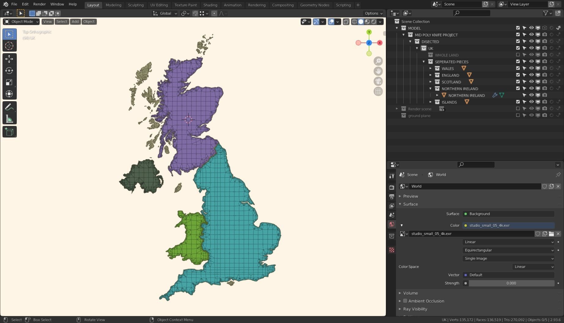 UNITED KINGDOM POLITICAL MAP LAYOUT Low-poly 3D model_2