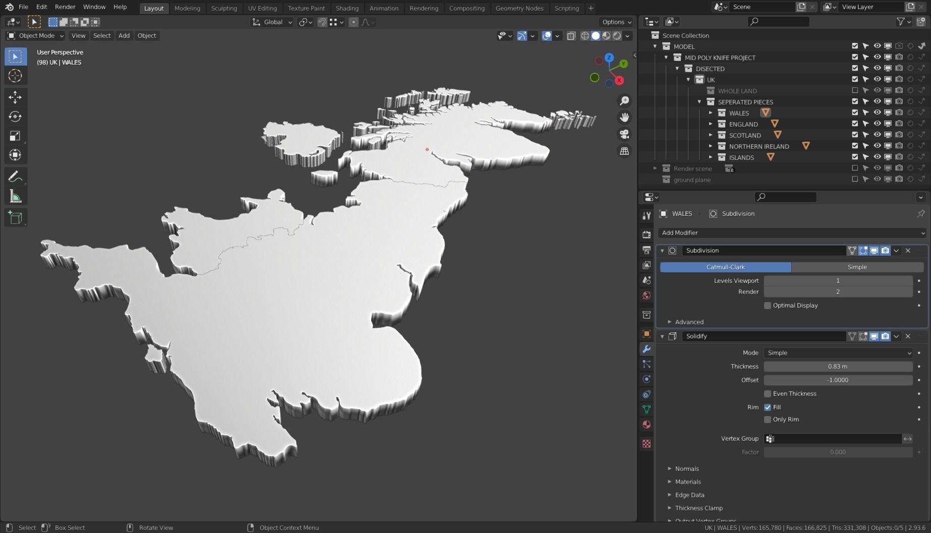 UNITED KINGDOM POLITICAL MAP LAYOUT Low-poly 3D model_8