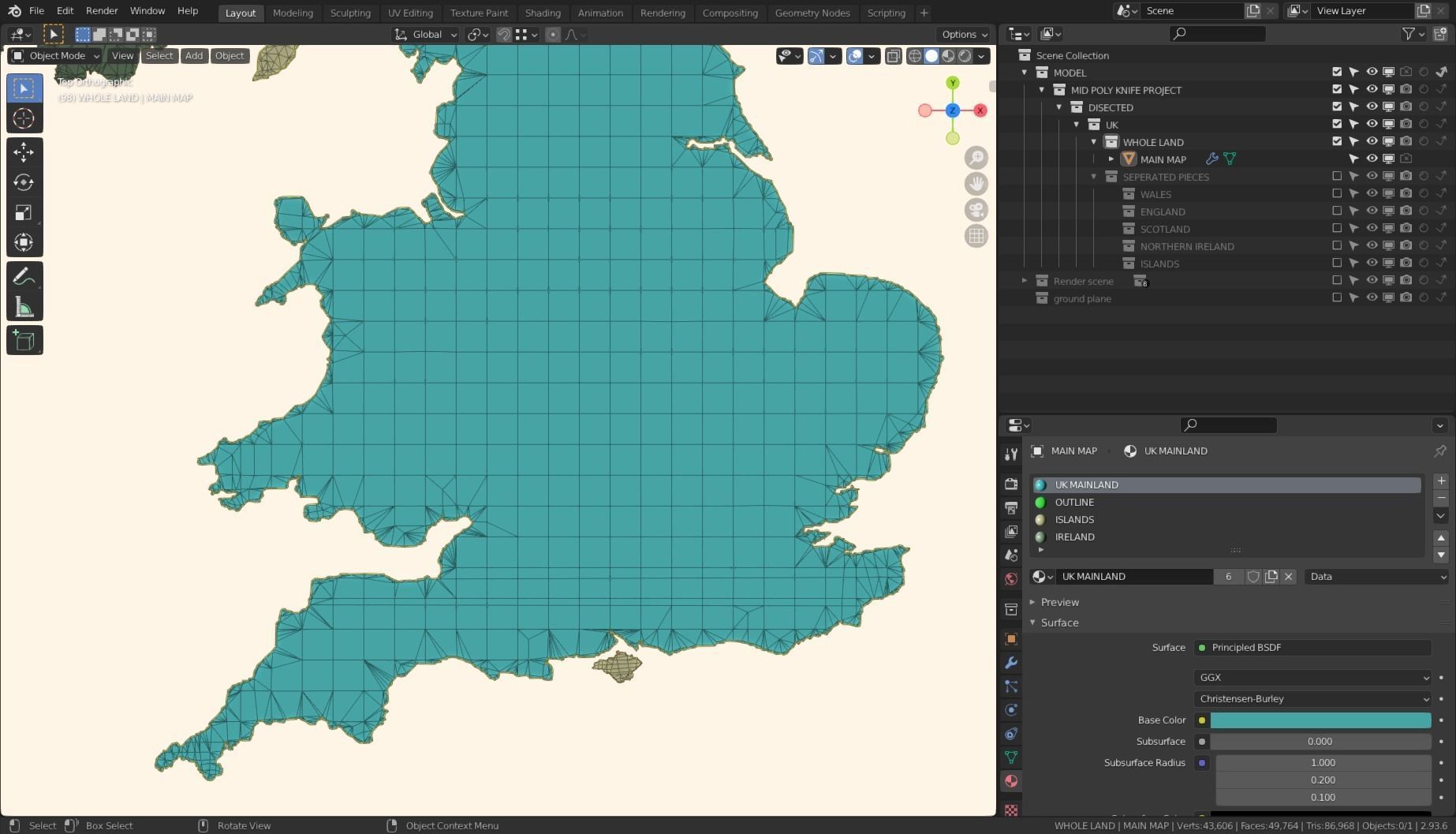 UNITED KINGDOM POLITICAL MAP LAYOUT Low-poly 3D model_3