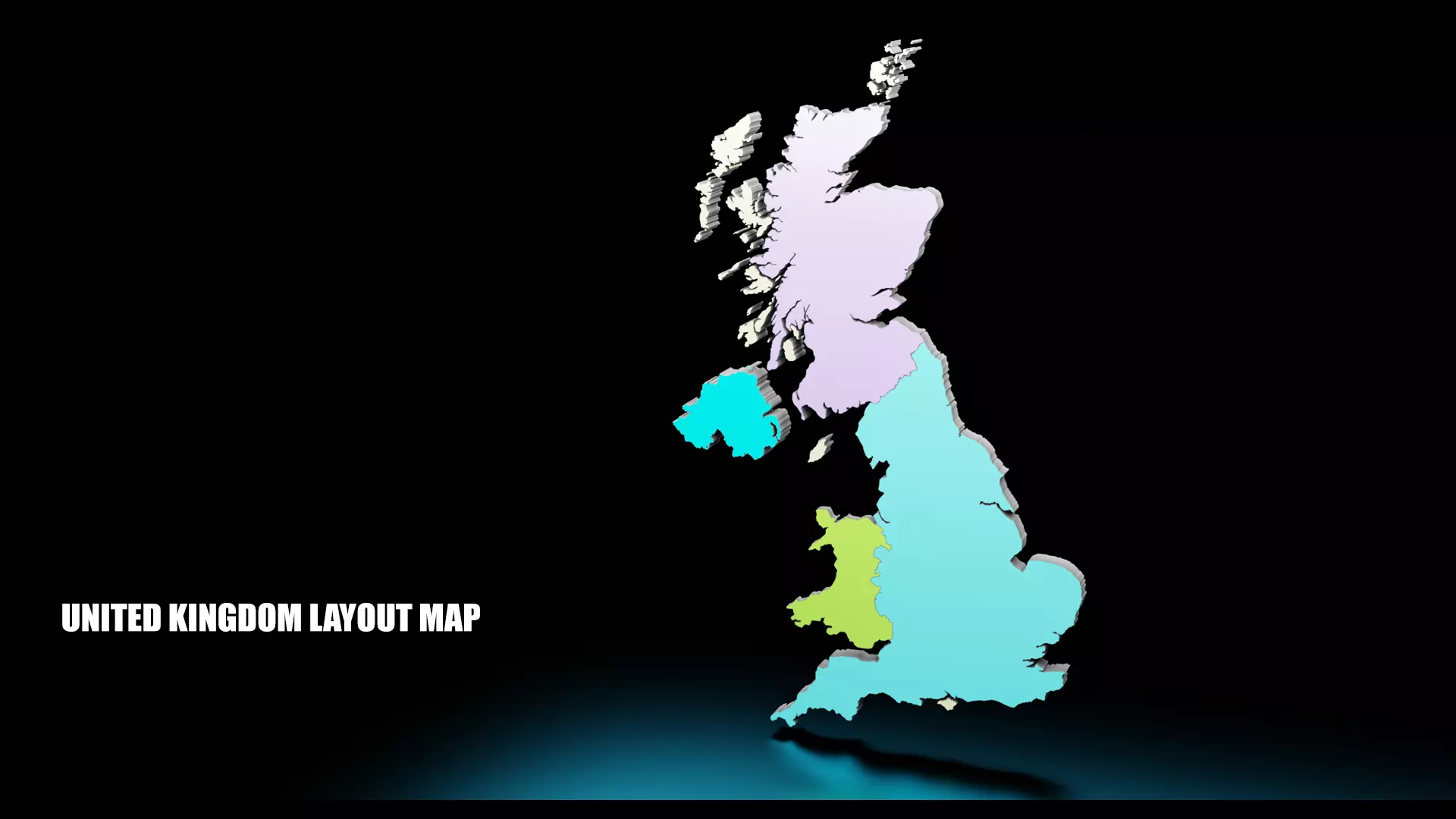 UNITED KINGDOM POLITICAL MAP LAYOUT Low-poly 3D model_0
