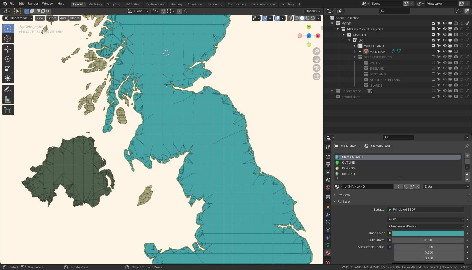 UNITED KINGDOM POLITICAL MAP LAYOUT Low-poly 3D model_5