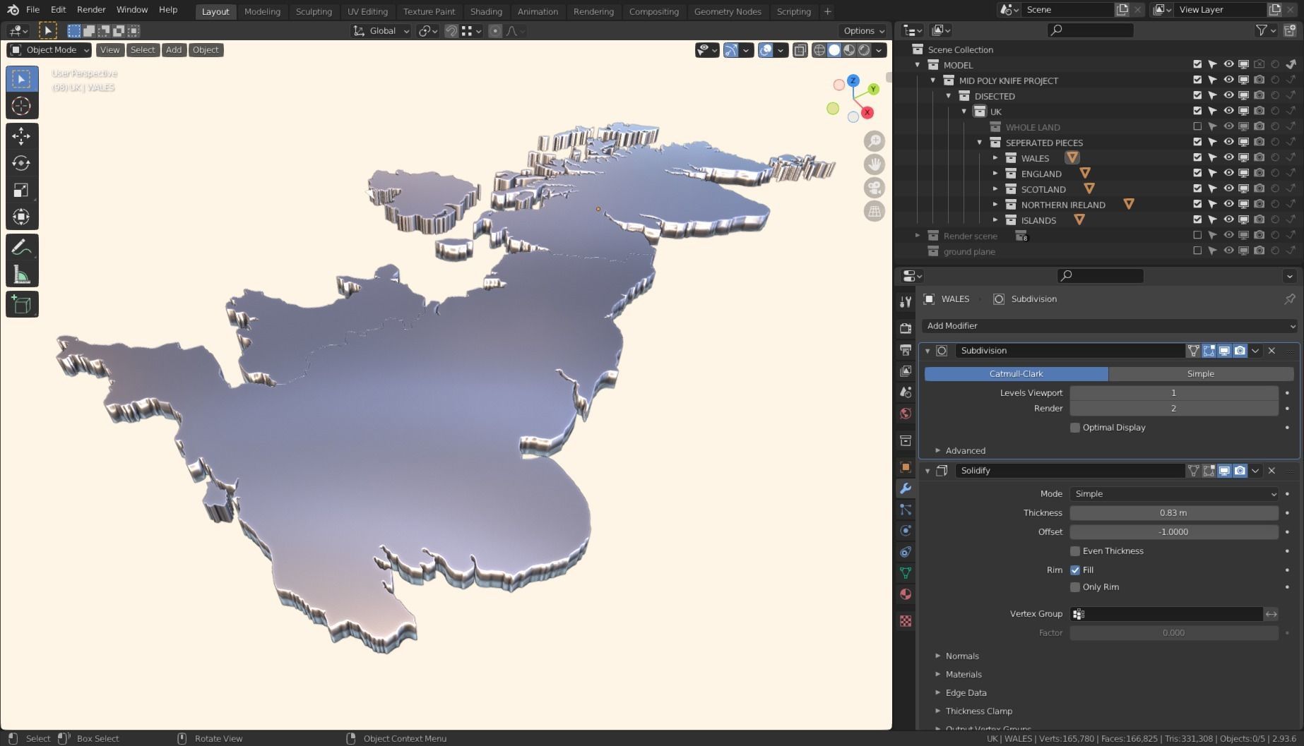 UNITED KINGDOM POLITICAL MAP LAYOUT Low-poly 3D model_9