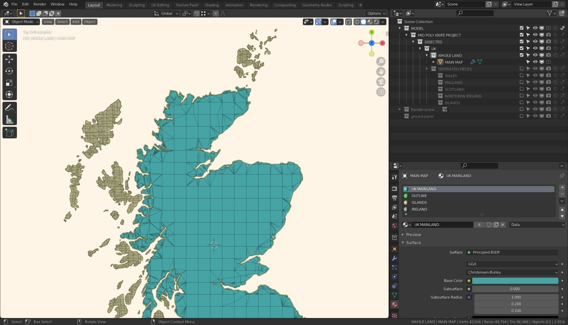 UNITED KINGDOM POLITICAL MAP LAYOUT Low-poly 3D model_6