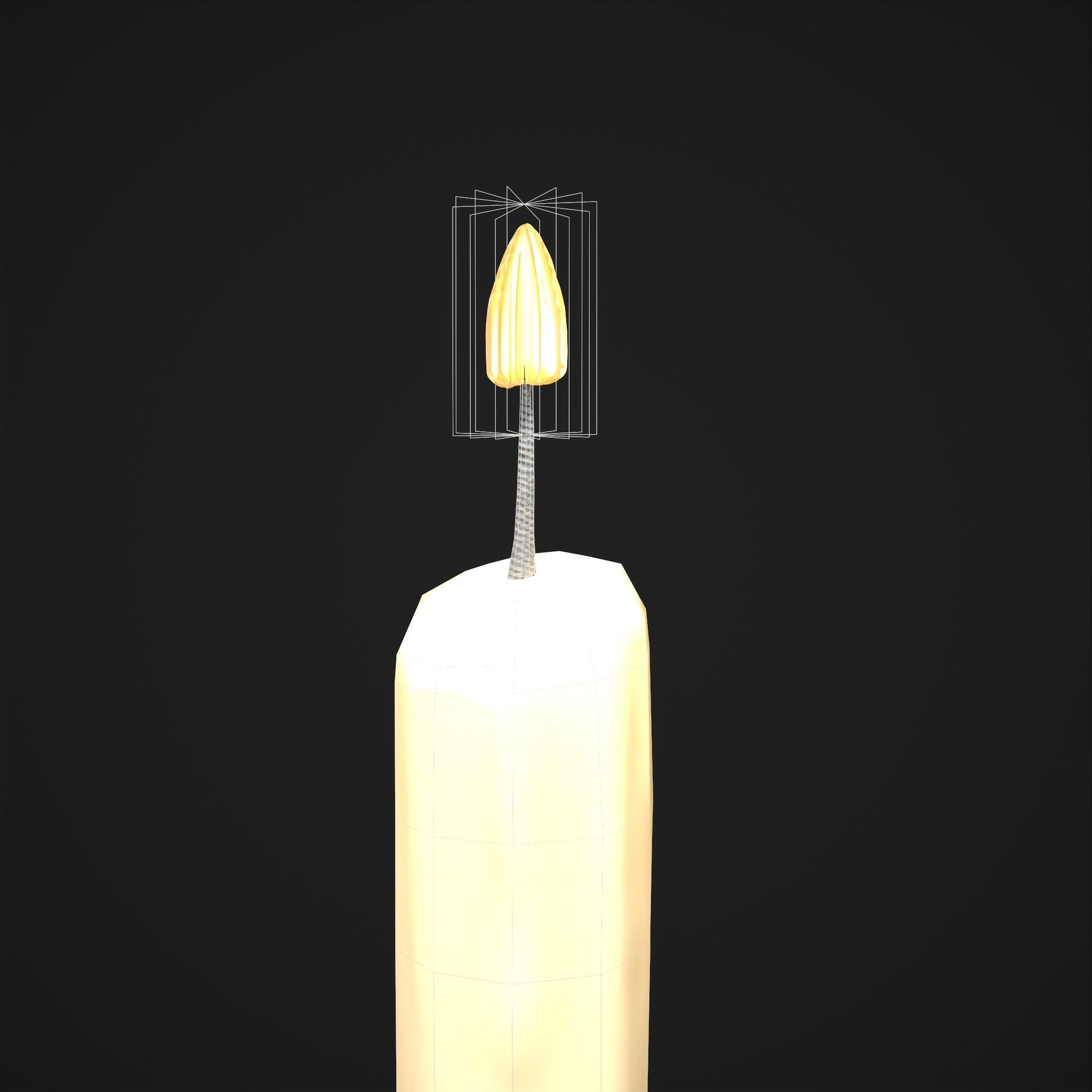 Candle on Stick Low-poly 3D model_8
