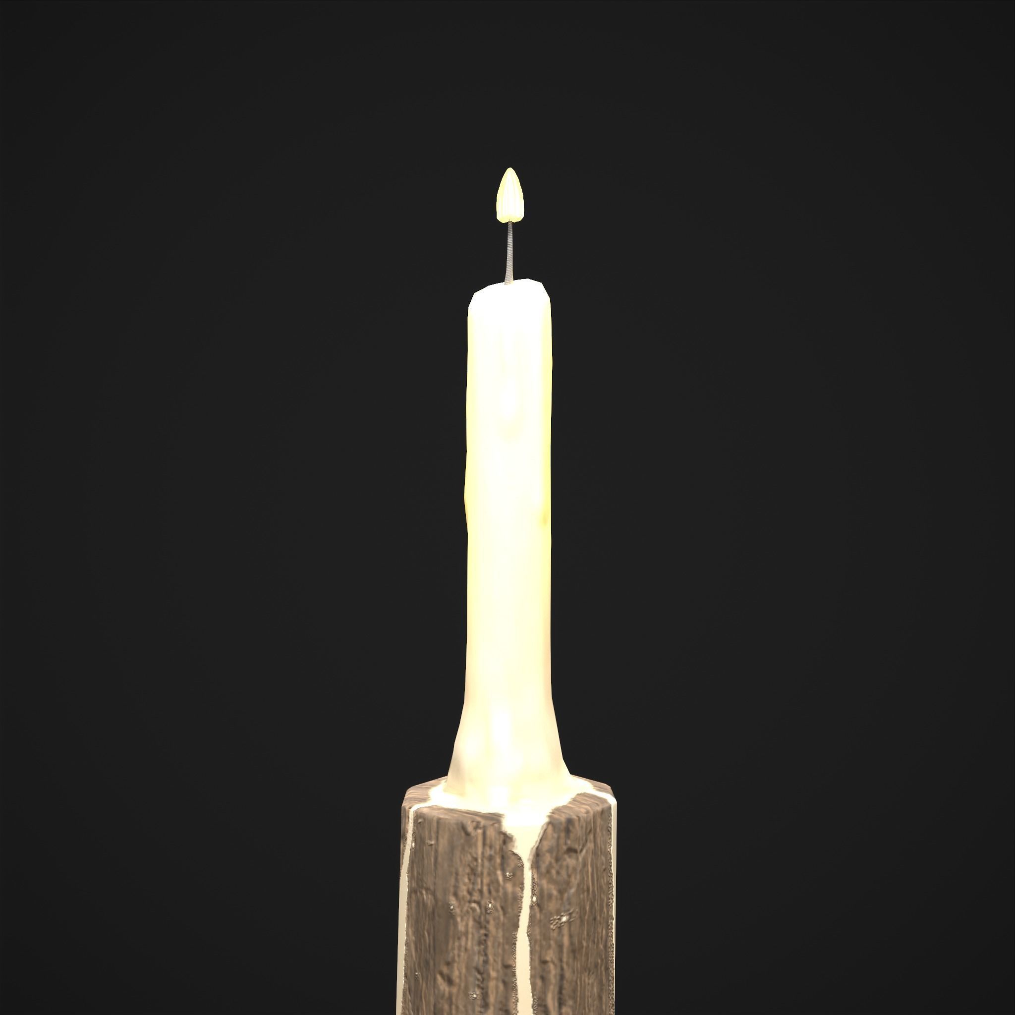 Candle on Stick Low-poly 3D model_5