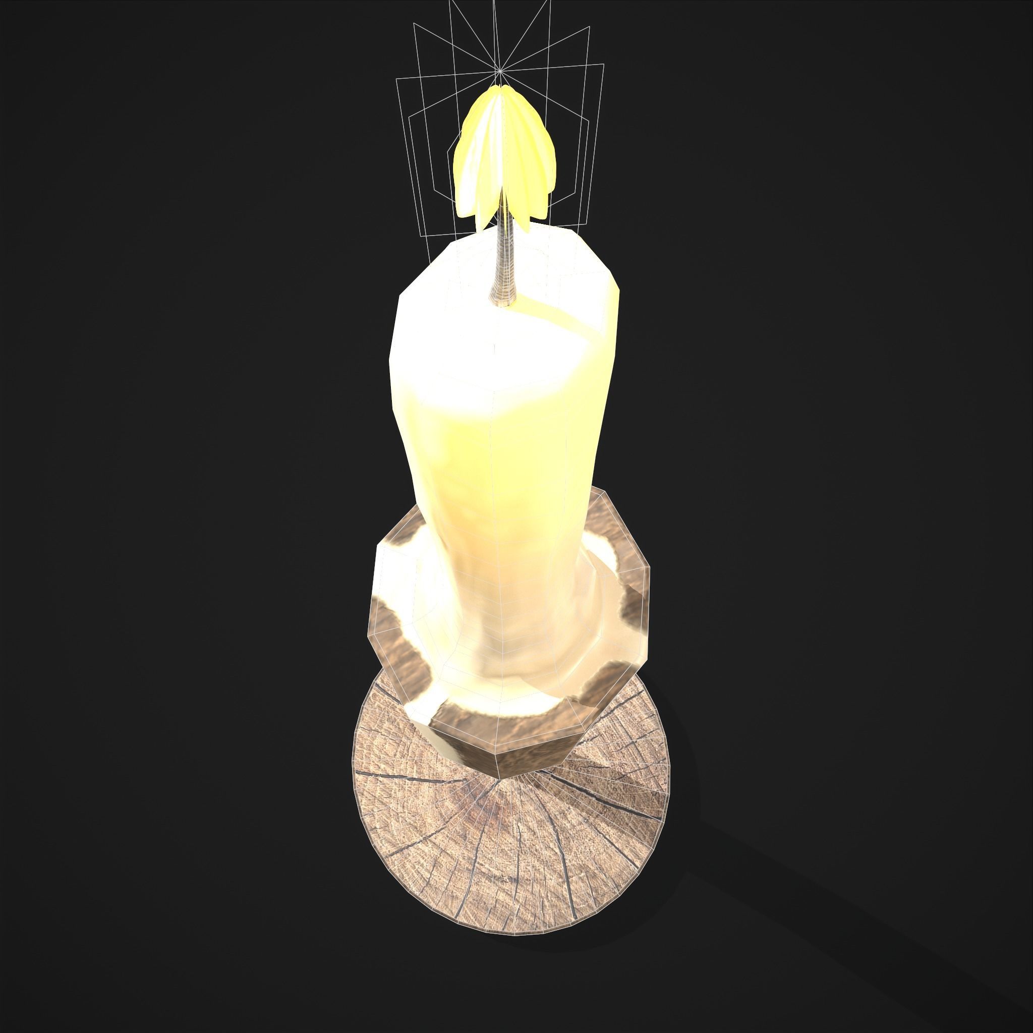 Candle on Stick Low-poly 3D model_14