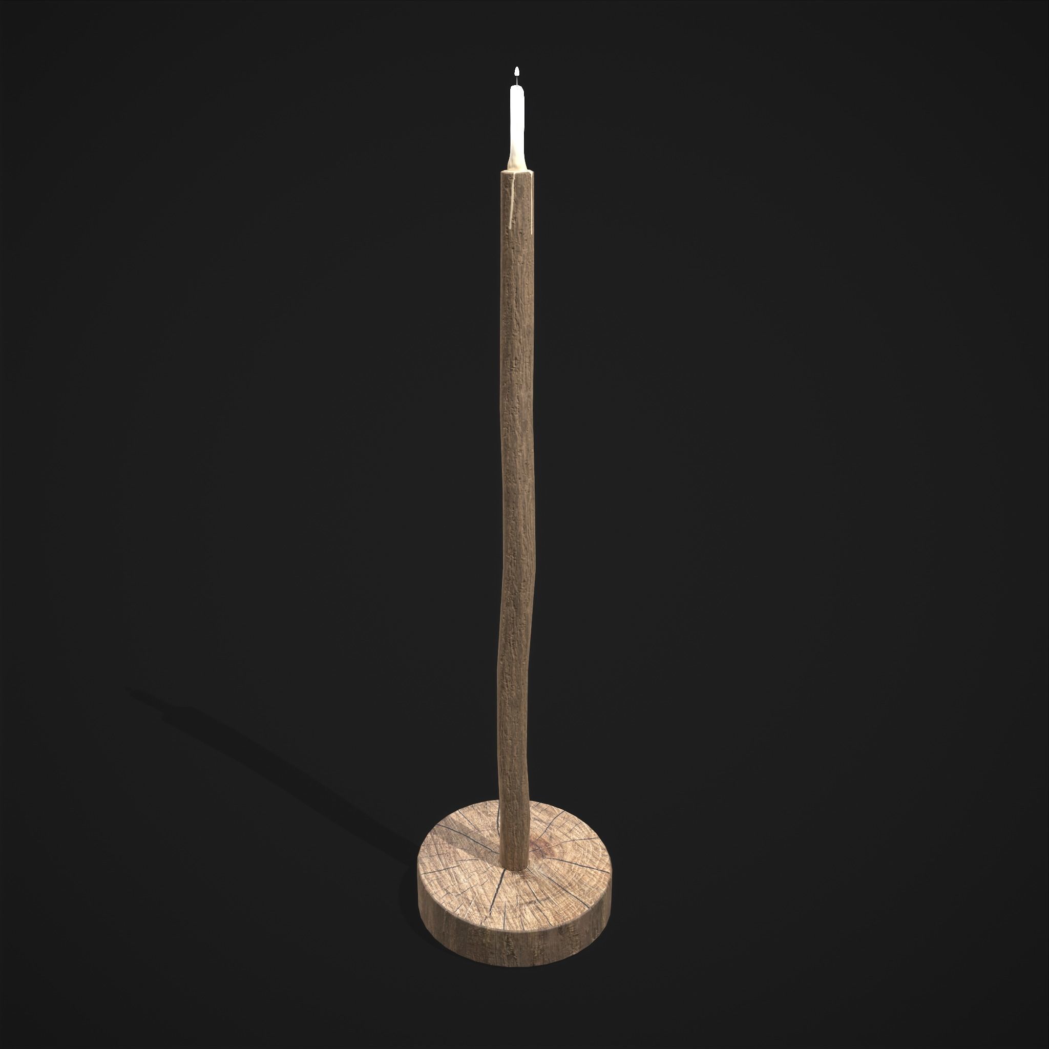Candle on Stick Low-poly 3D model_3