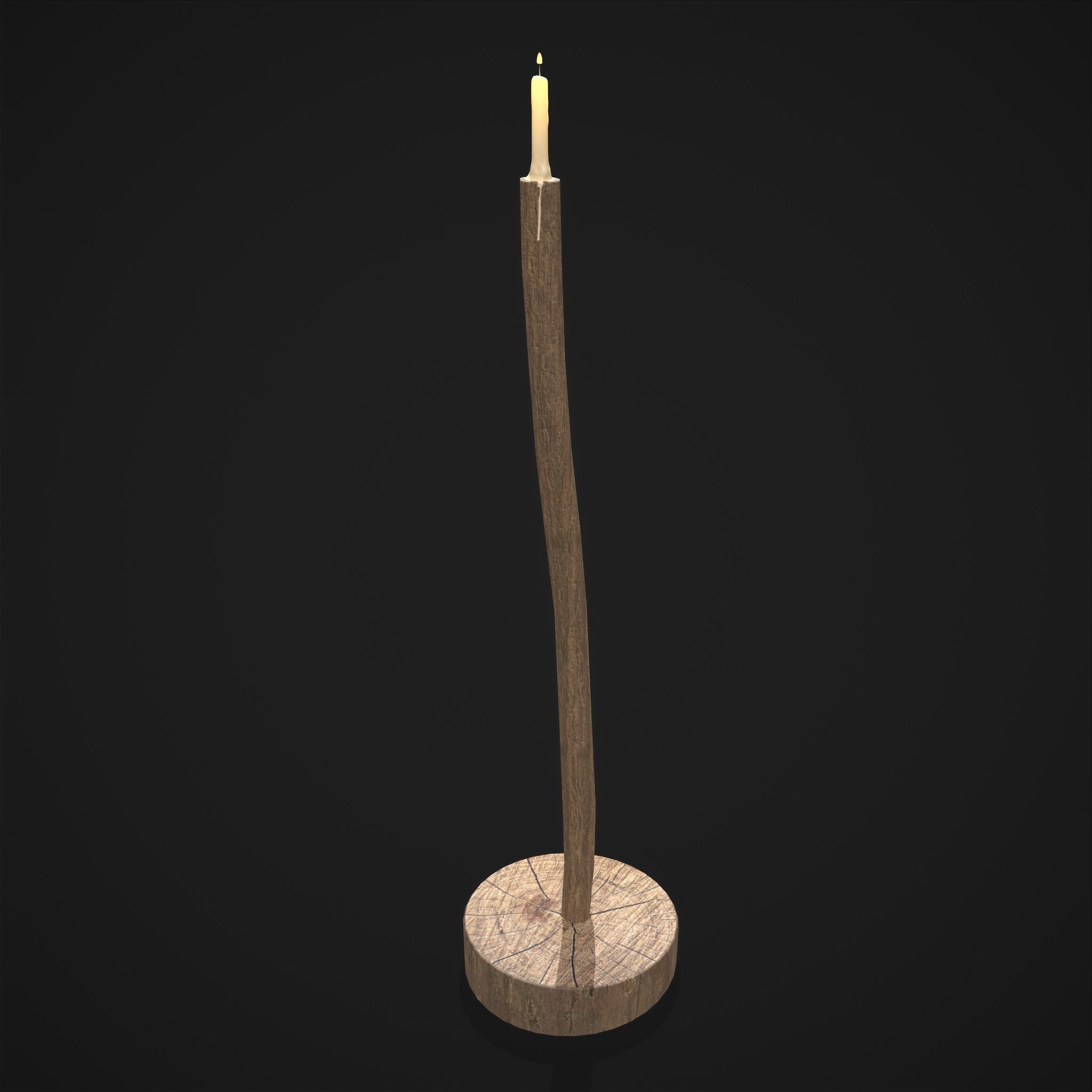 Candle on Stick Low-poly 3D model_19