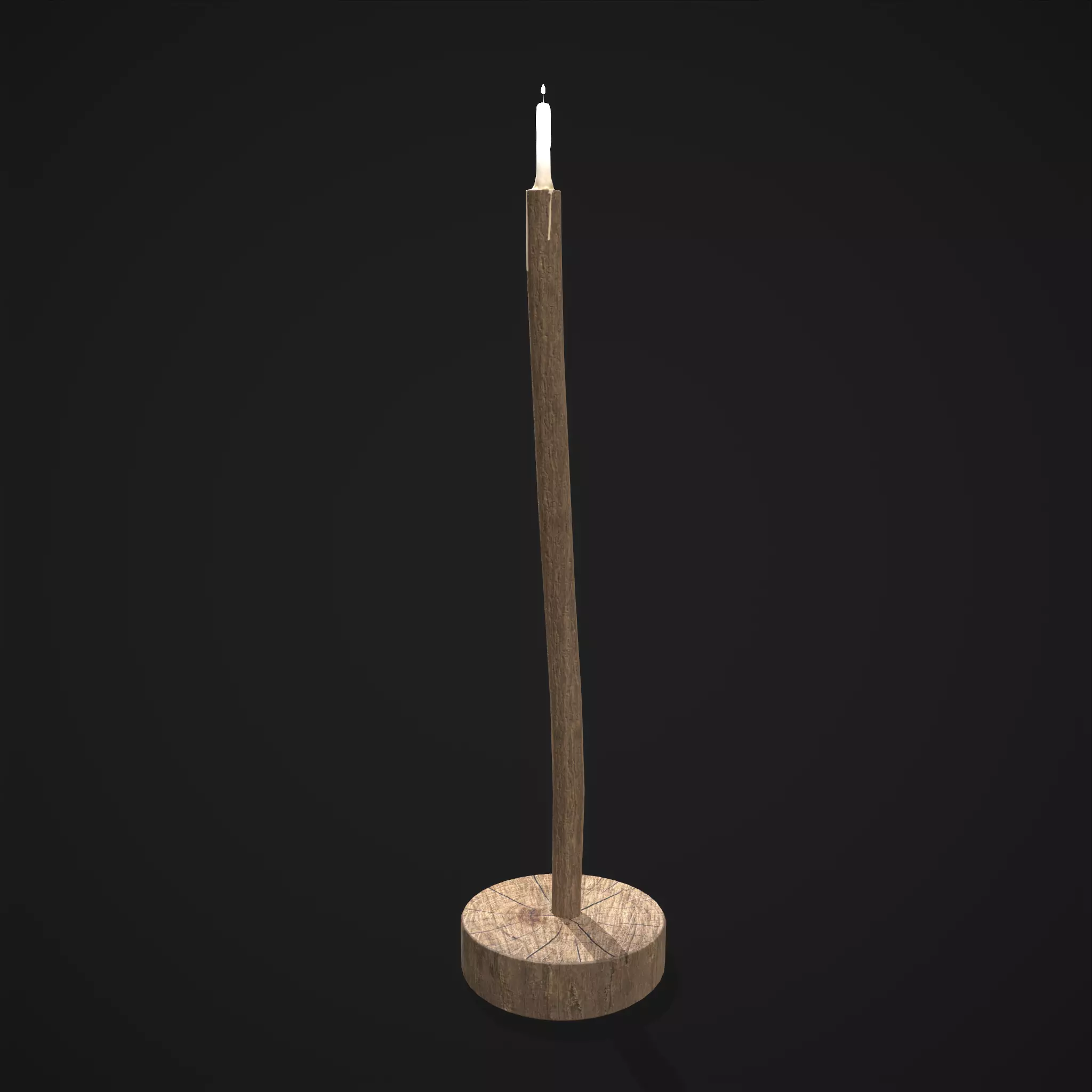 Candle on Stick Low-poly 3D model_0