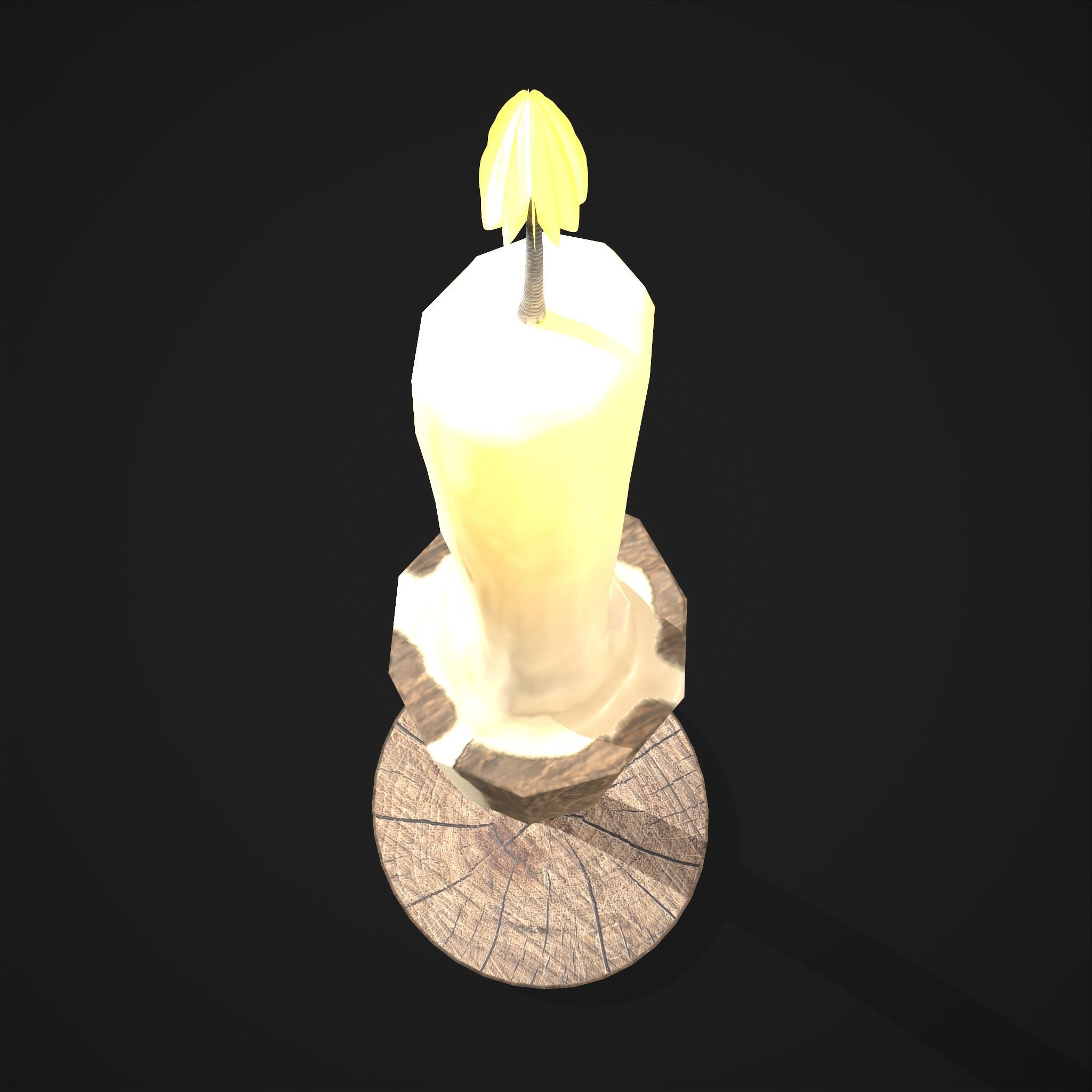 Candle on Stick Low-poly 3D model_13