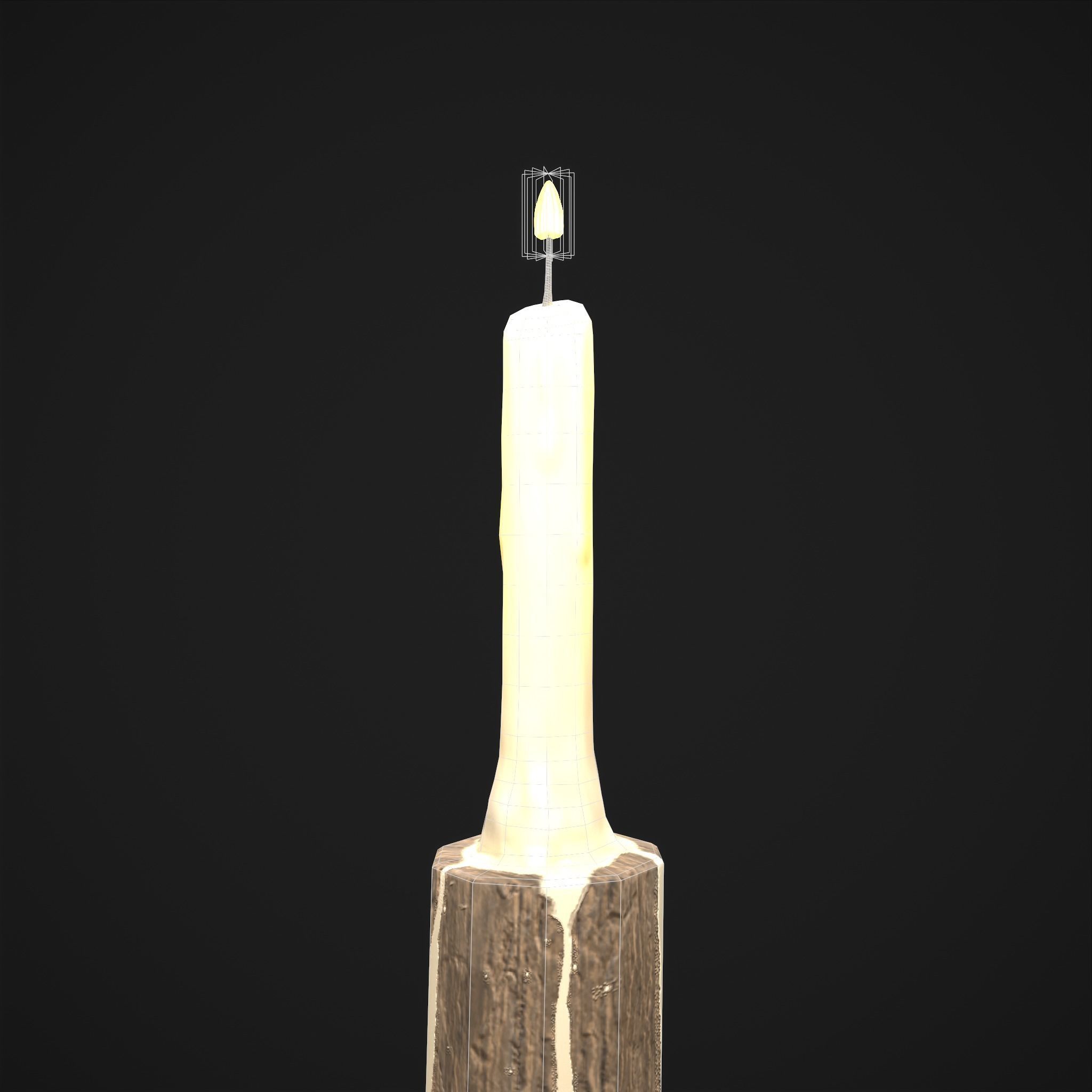 Candle on Stick Low-poly 3D model_6
