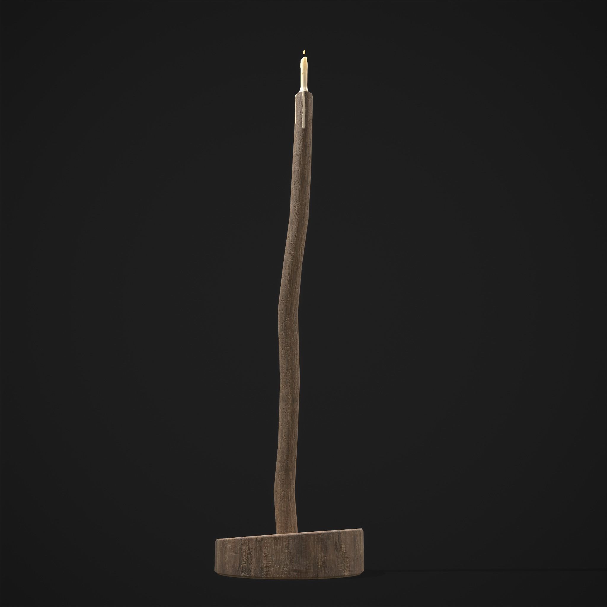 Candle on Stick Low-poly 3D model_11
