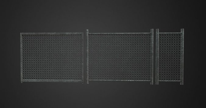 Modular Chain-Link Fence PBR Square and Round 3D model