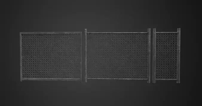 Modular Chain-Link Fence PBR Square and Round 3D model