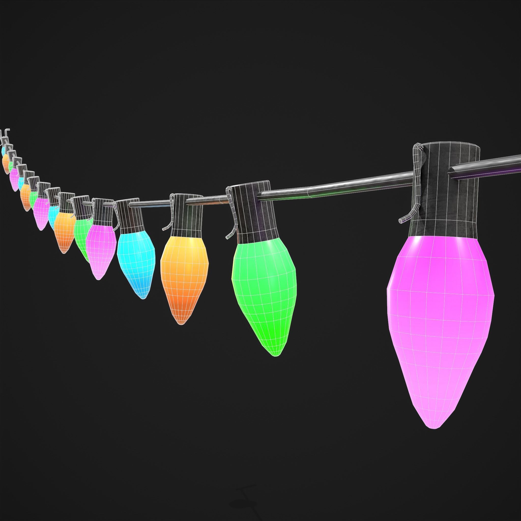 Christmas Lights  Low-poly 3D model_2