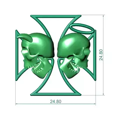 Double skull pendant 3D print model