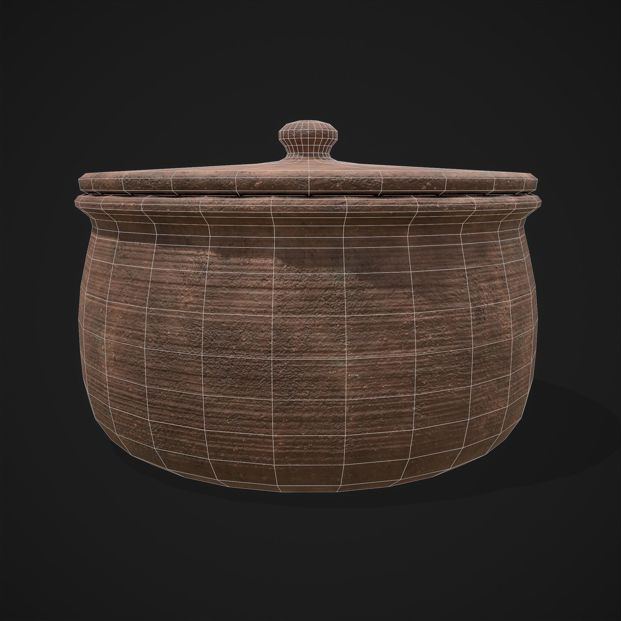Clay Pot and Wood Spoon Low-poly 3D model_16